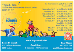 Calendrier 2013-2014 Club de Rire Watermael-Boitsfort Ixelles (St Joseph)